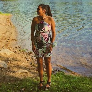 Gorgeous Printed/Floral Dress with slits on the sides and Halter neckline